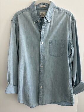 J Crew Light Blue Denim Button-Down Shirt